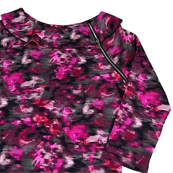 Rafaella size large pinks & black design top with cowl neck & zip neck detail - Picture 2 of 11
